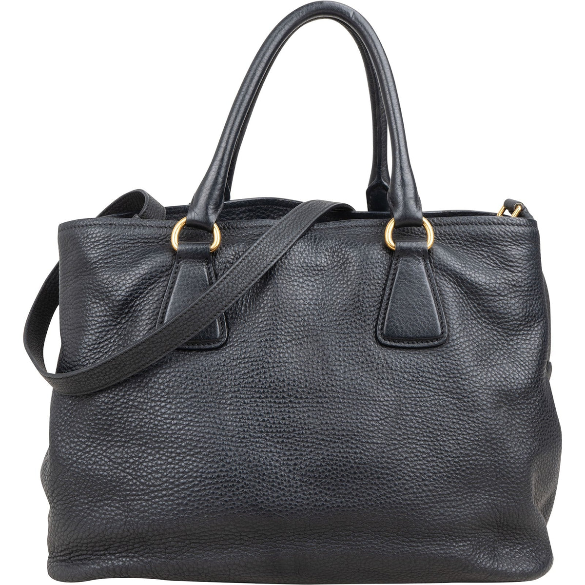 Prada Black Vitello Daino Leather Tote Handbag