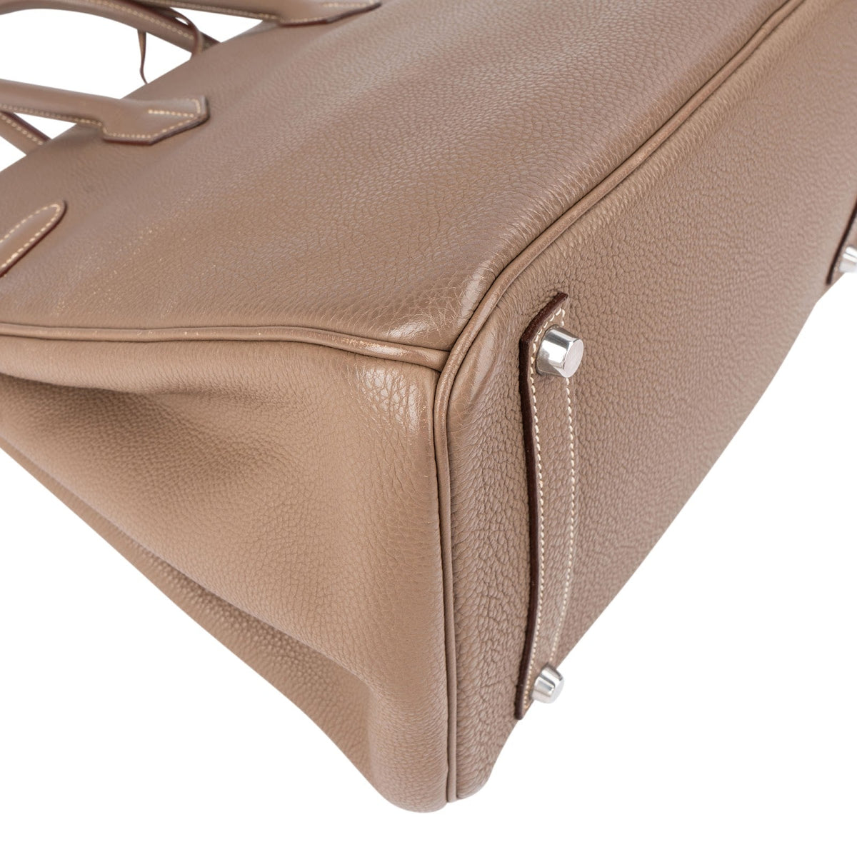 Bolso Hermès Birkin 35 de piel Clemence en color Etoupe con herrajes de paladio