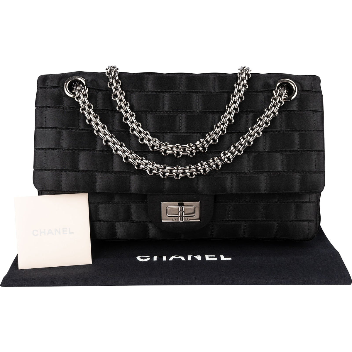 Borsa a tracolla Chanel Rare Sample in raso modello Chocolate Bar 2.55 Reissue Double Flap