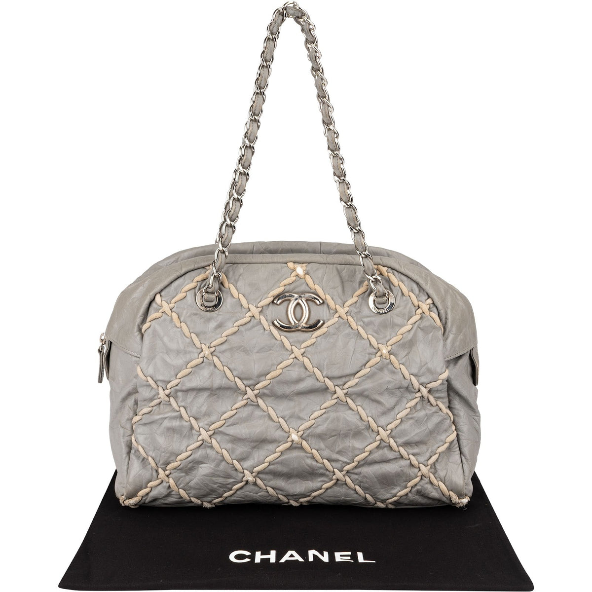 Chanel Crinkled Leder Braided Bowler Schultertasche, Bild 2 von 13