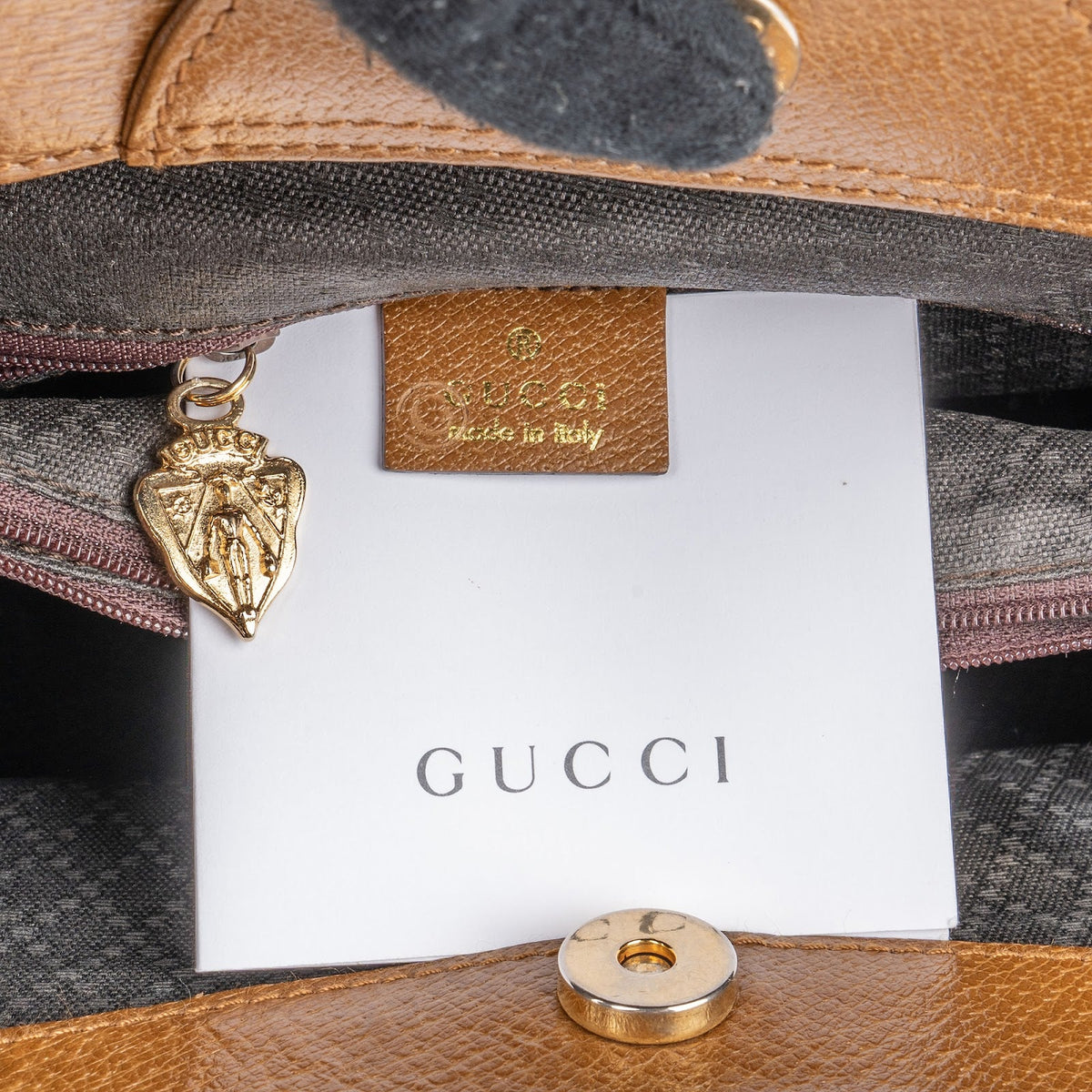 Borsa a mano Gucci in pelle marrone con manico in bambù