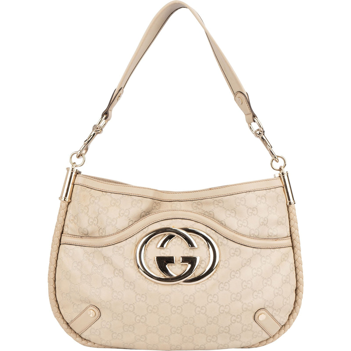 Gucci Britt Hobo aus Guccissima- und Flechtleder – Vorderansicht