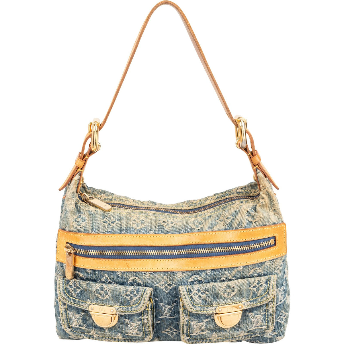 Borsa a spalla Louis Vuitton Baggy PM in denim Monogram