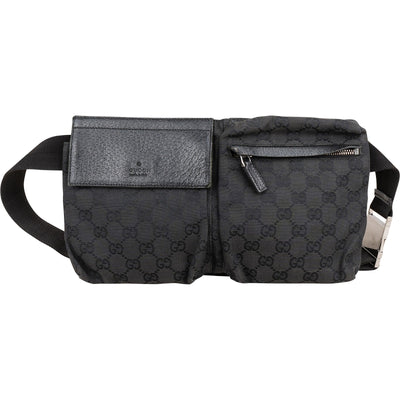 Gucci Black Monogram GG Canvas Belt Crossbody Bag