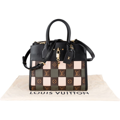 Sac à main City Steamer MM Louis Vuitton en toile Monogram et cuir tressé à motif damier