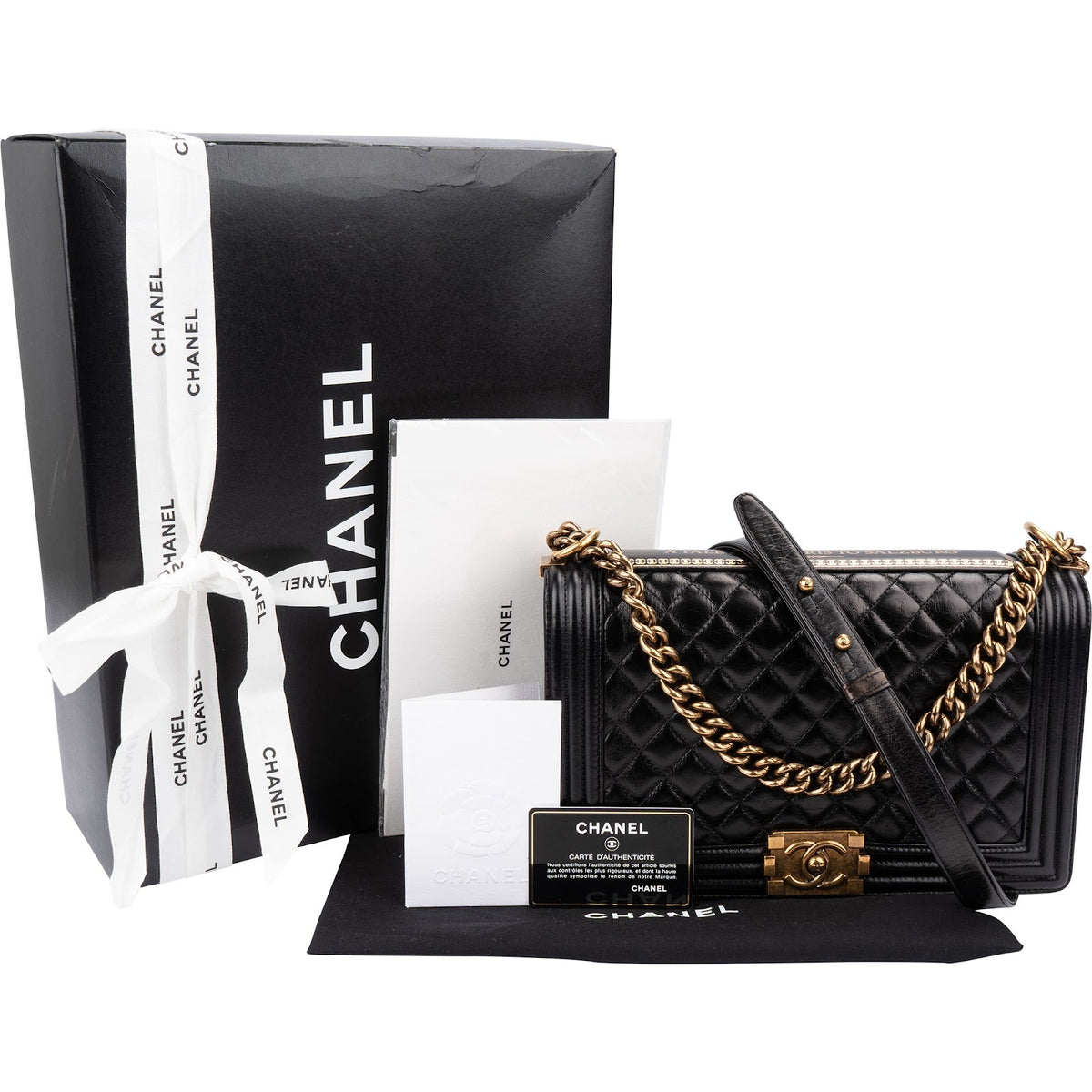 Chanel Large Boy Bag Paris-Salzburg aus Kalbsleder in Knitteroptik – Ansicht 2