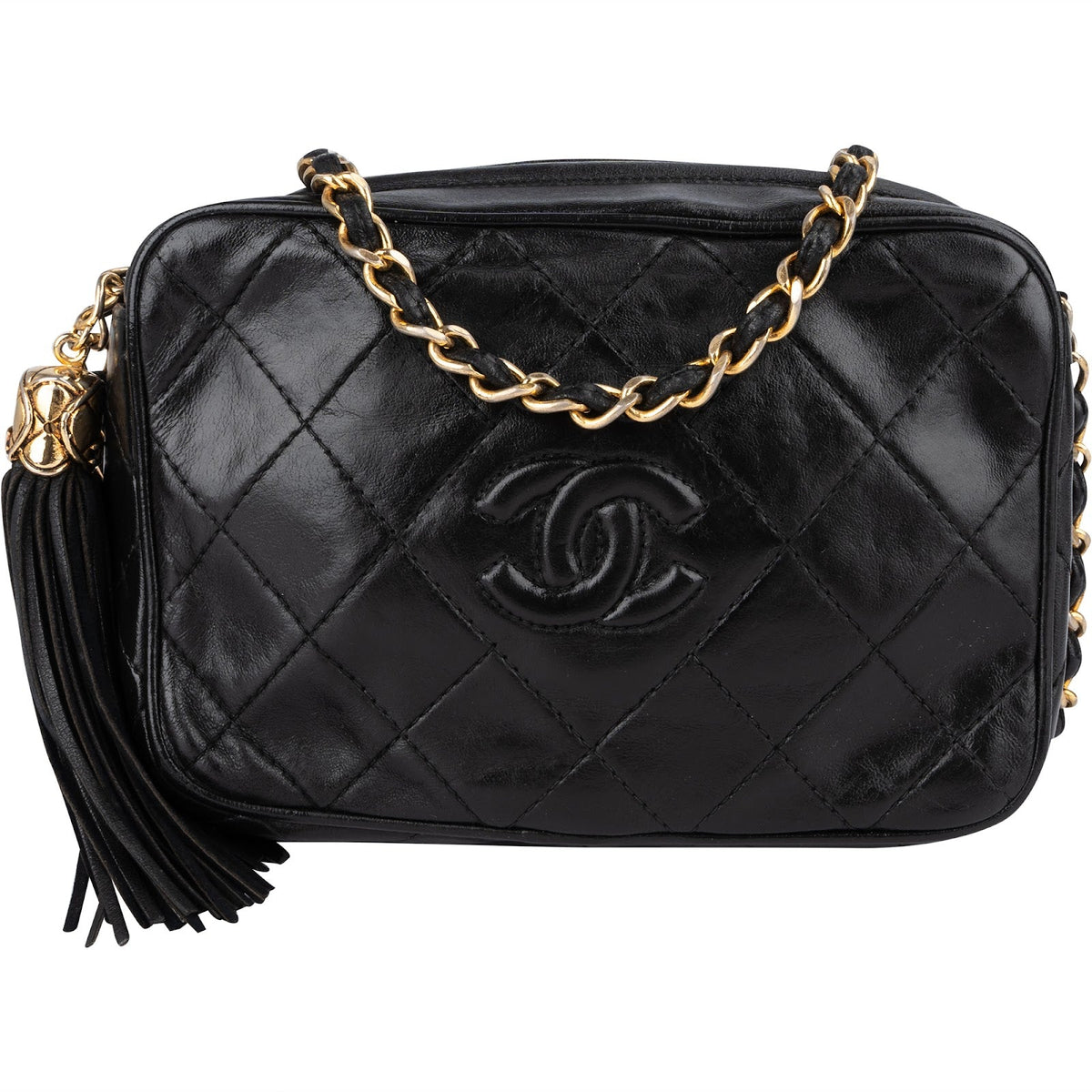 Sac bandoulière Chanel Camera en cuir d'agneau matelassé avec logo CC