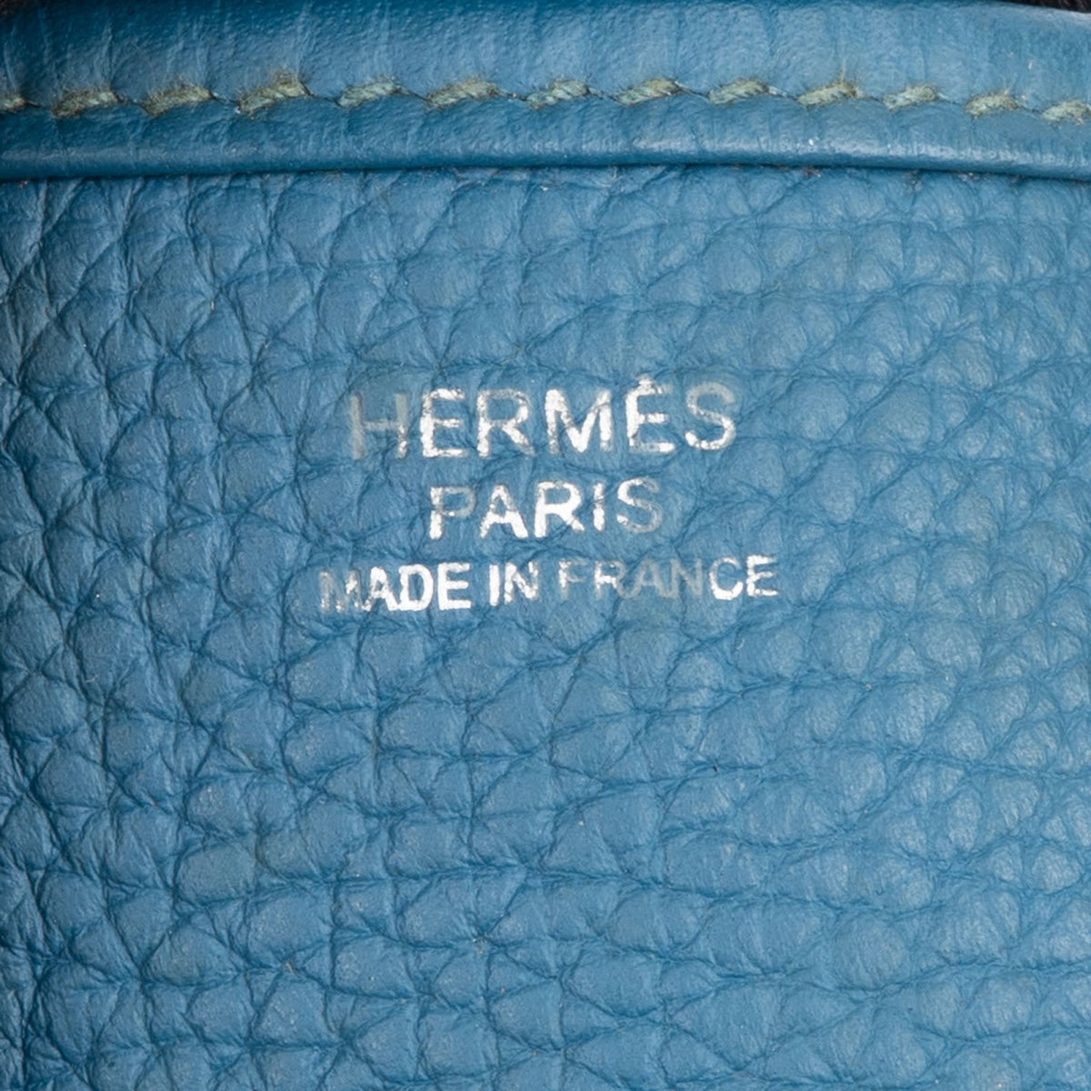 Borsa a tracolla Hermès Evelyne III TGM in pelle Clemence blu