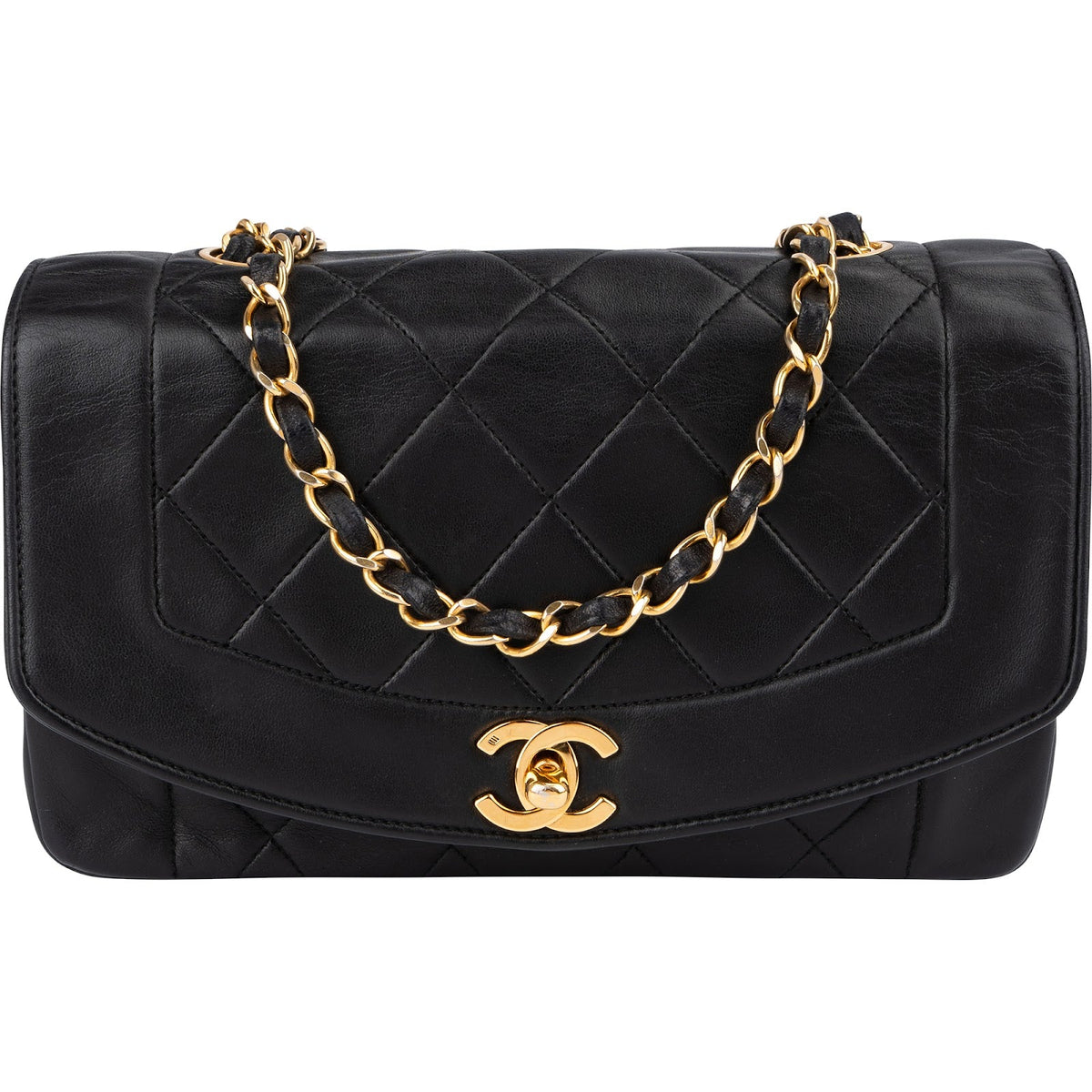 Chanel Diana Single Flap aus Lammleder – Vorderansicht