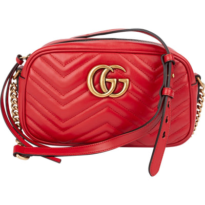 Gucci Chevron Leather GG Marmont Medium Crossbody Bag