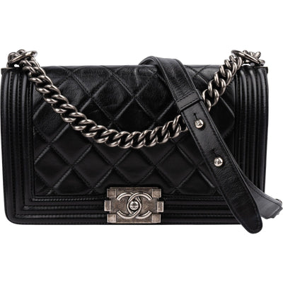 Chanel Quilted Lambskin Boy Medium Single Flap Crossbody Bag