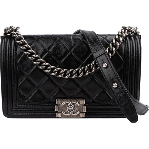 Chanel Quilted Lambskin Boy Medium Single Flap Crossbody Bag
