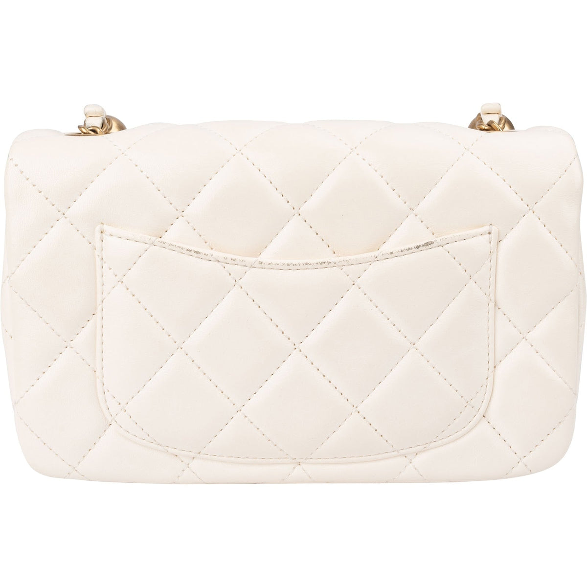 Sac bandoulière Chanel Mini Rectangular à rabat simple en cuir d'agneau matelassé avec perles