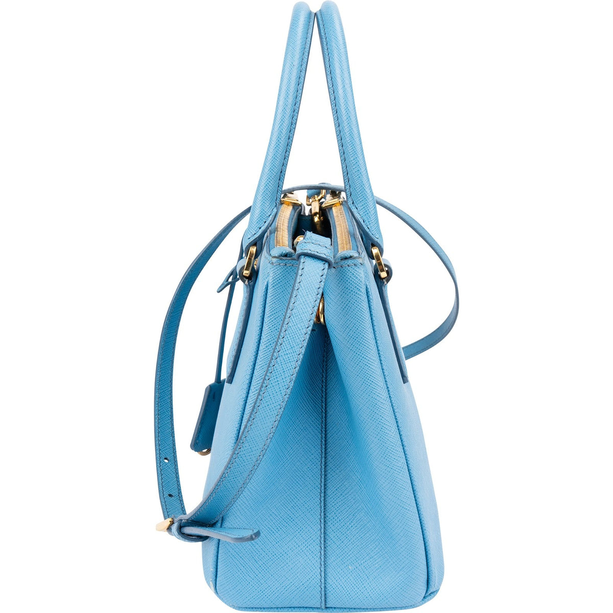 Prada Hellblau Saffiano Leder Galleria Small Handtasche, Bild 6 von 13
