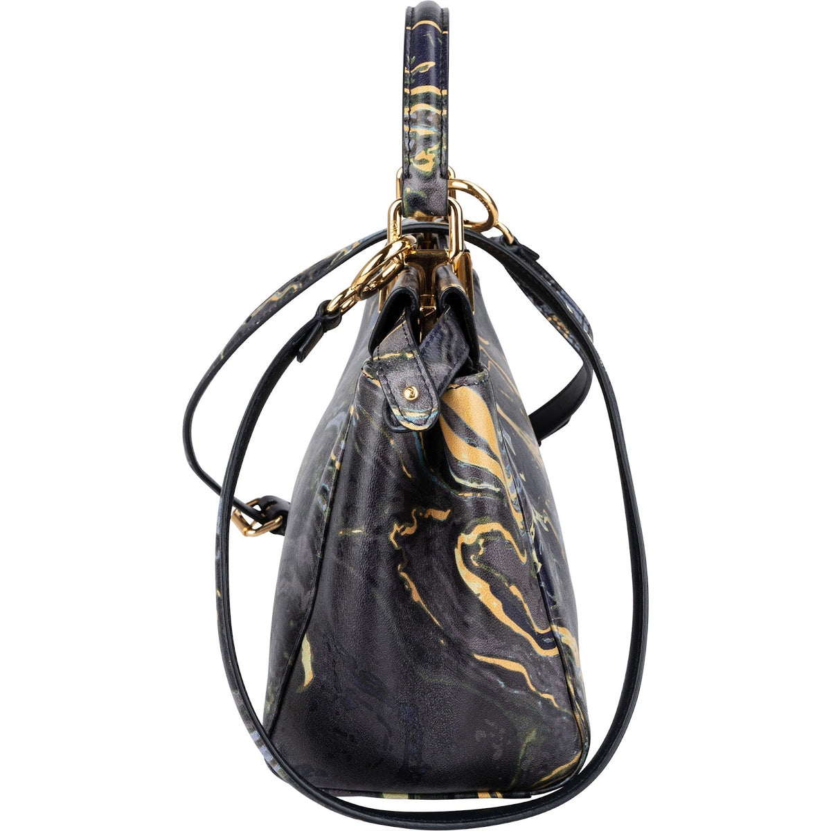 Borsa a mano Peekaboo Mini in pelle marmorizzata Fendi
