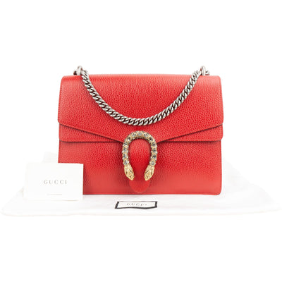 Gucci Red Leather Crystal Dionysus Shoulder Crossbody Bag