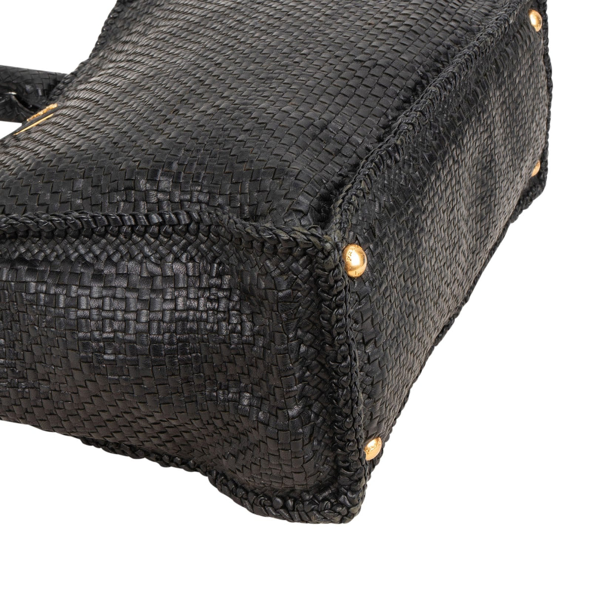 Prada Limited India Black Woven Leather Large Tote Handbag