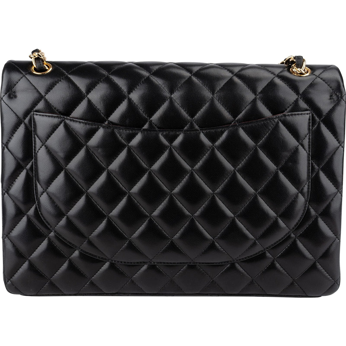 Borsa a tracolla Chanel Maxi Double Flap in pelle di agnello trapuntata con dettagli oro
