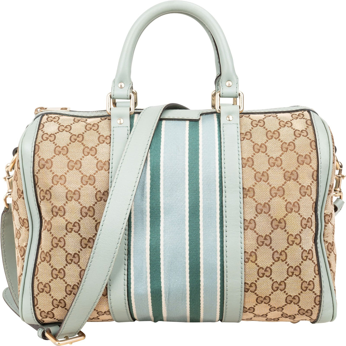 Gucci Monogram GG Canvas Vintage Web Boston aus Canvas und Leder – Vorderansicht