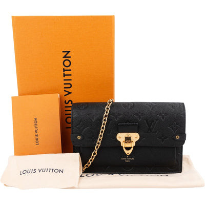 Louis Vuitton Noir lederen Empreinte Monogram Vavin schoudertas met ketting