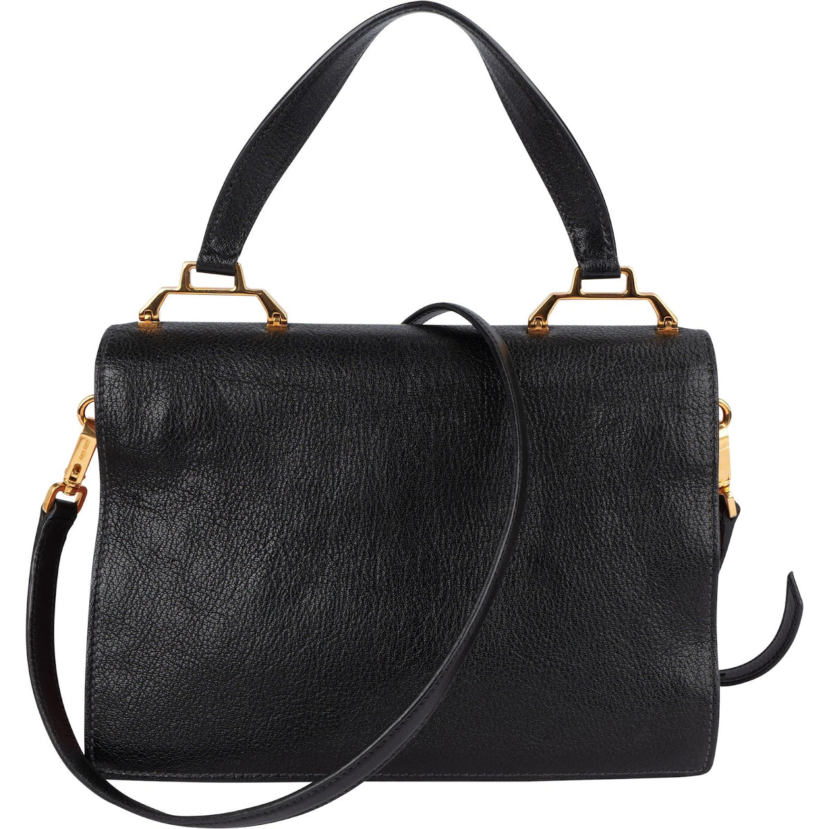Miu Miu Zwarte Madras Leren Handtas met Hengsel en Schouderband