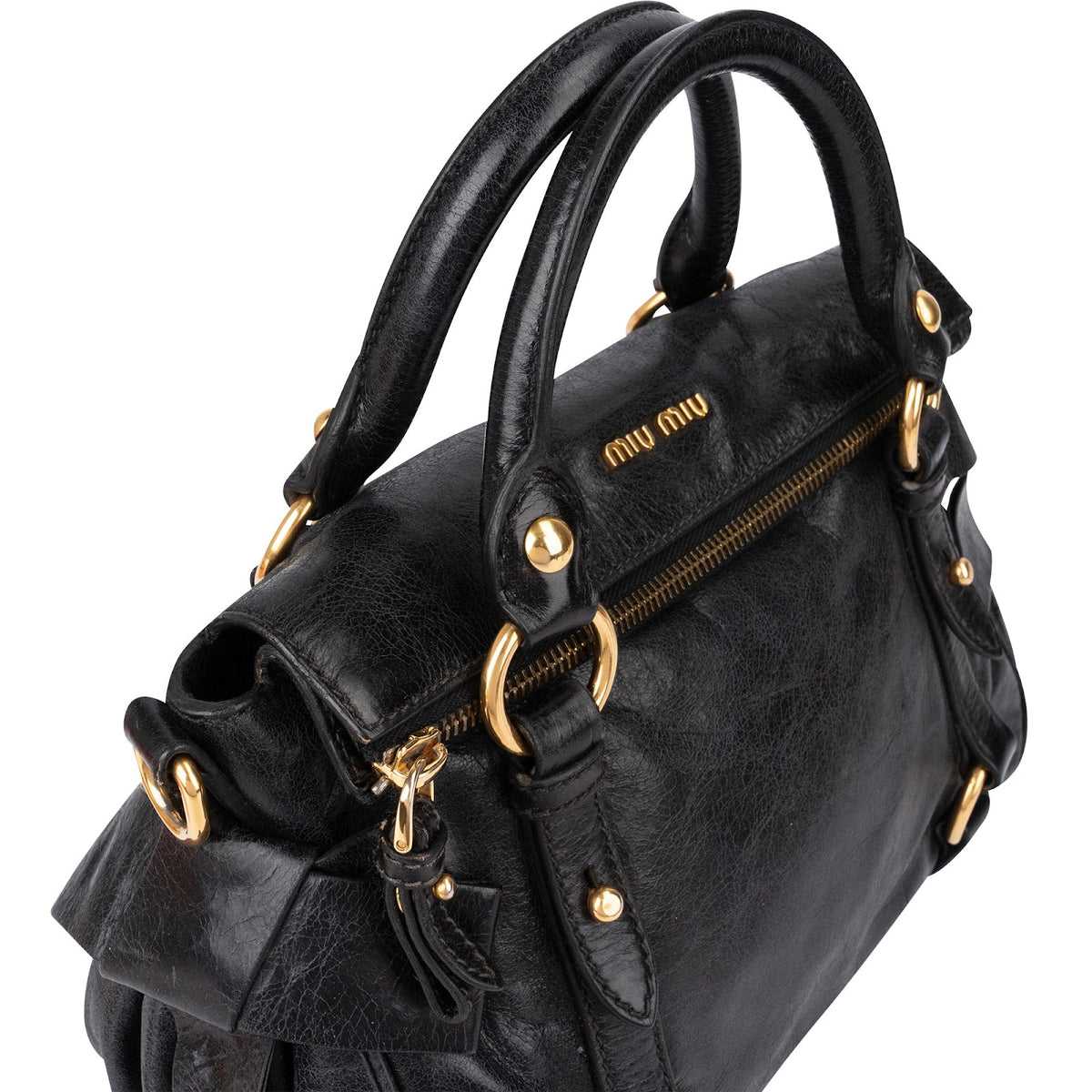 Bolso de mano pequeño con lazo Miu Miu de piel Vitello Lux