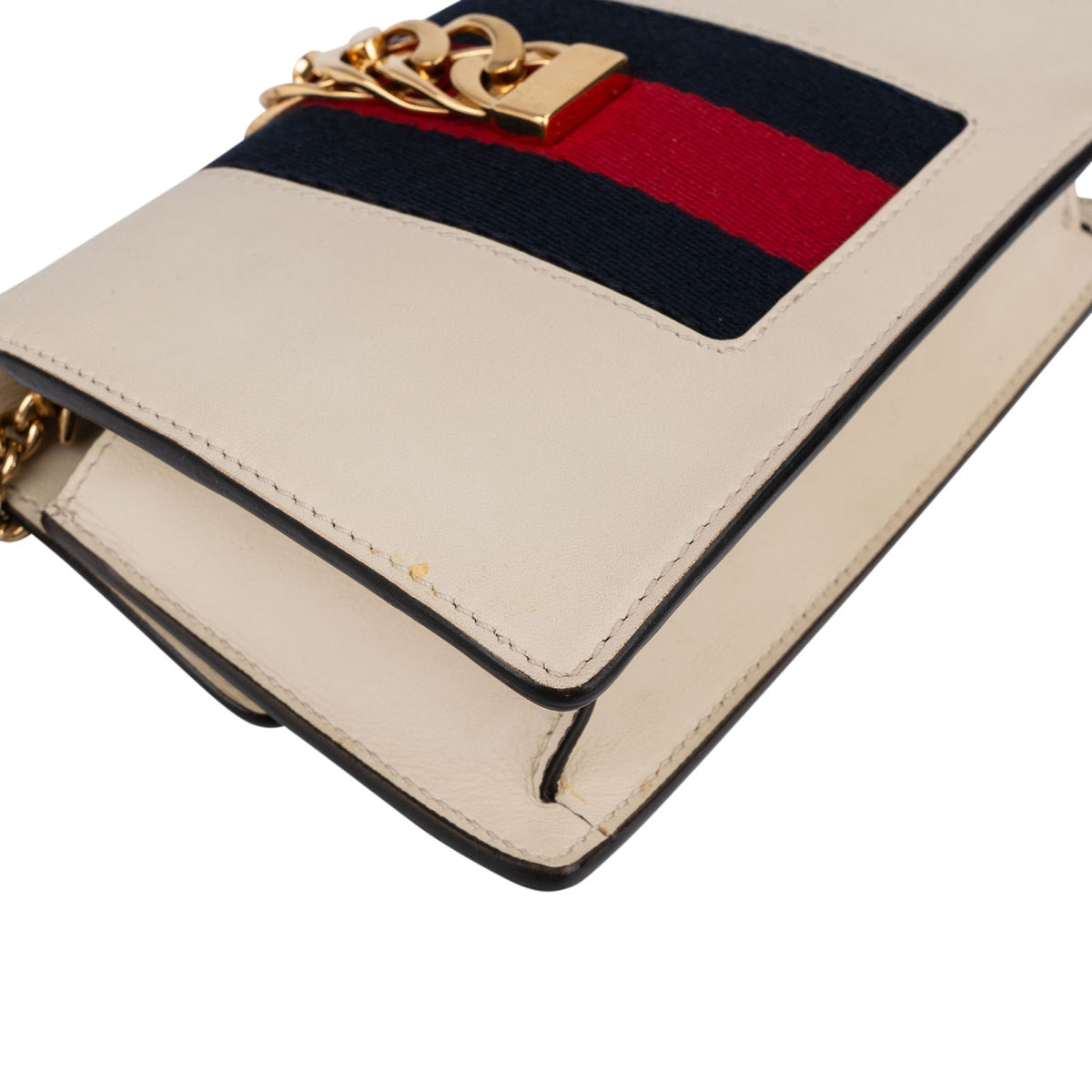 Gucci Sylvie Mini Web Stripe Leather Chain Crossbody Bag