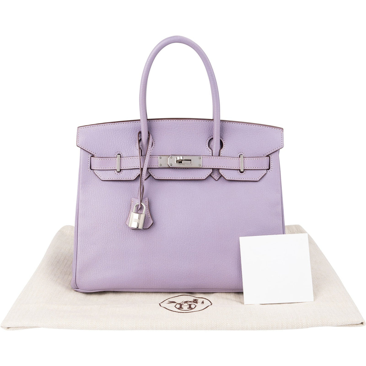 Bolso Birkin 30 de Hermès en piel de cabra Mysore color lila con herrajes de paladio