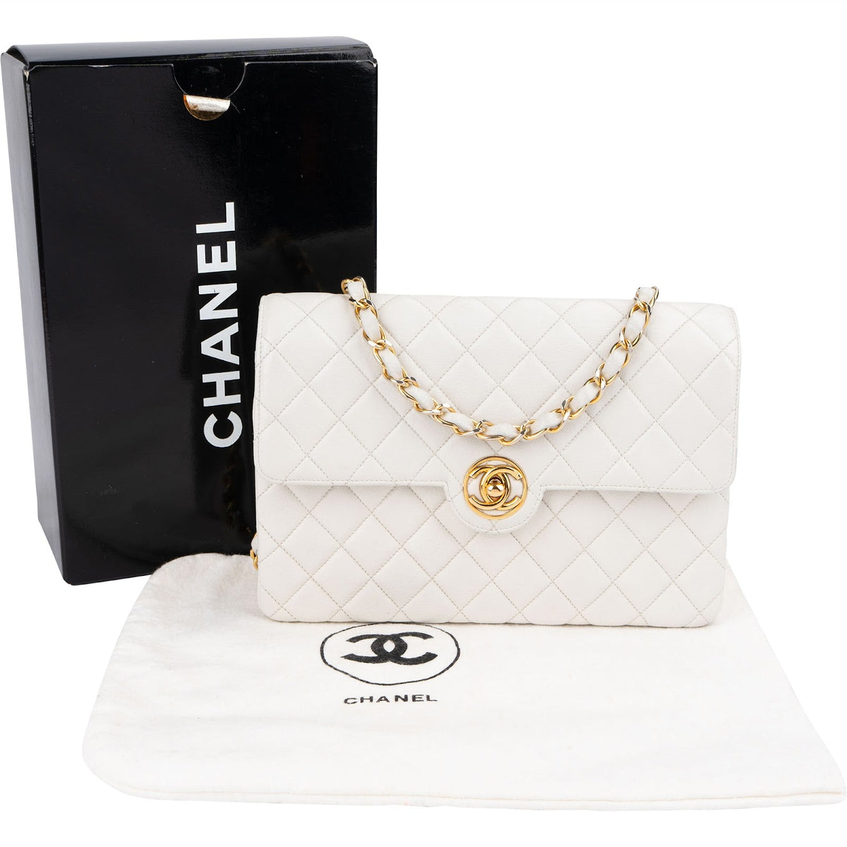 Chanel Quilted Lambskin 24K Gold Single Flap Crossbody Bag