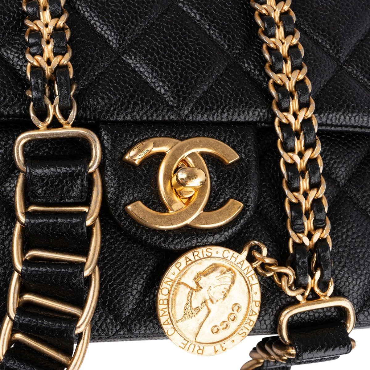 Chanel Caviar lederen Mini Rectangular Flap Coin crossbody tas