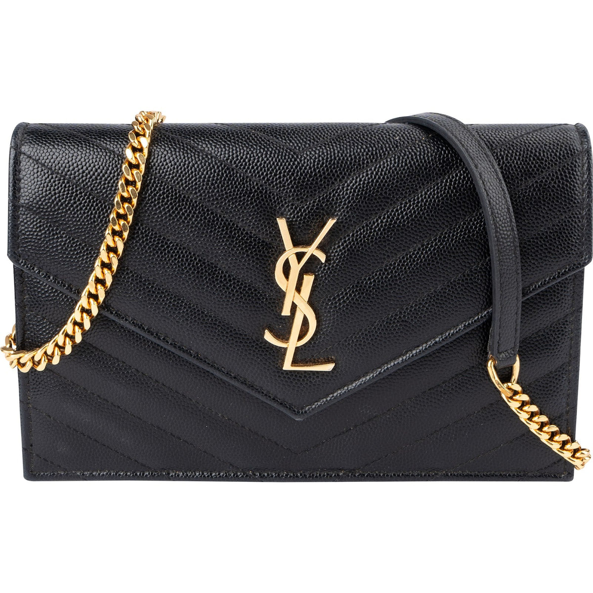 Bolso de hombro Saint Laurent Monogram en piel granulada Grain de Poudre con cadena