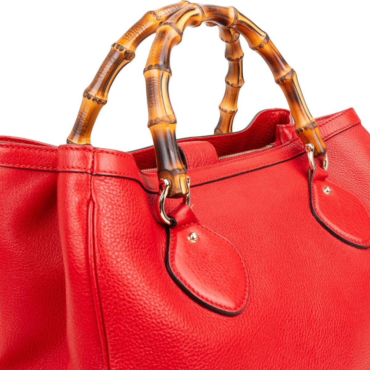 Gucci Bamboo Top Handle Large Tote aus rotem Leder – Ansicht 3