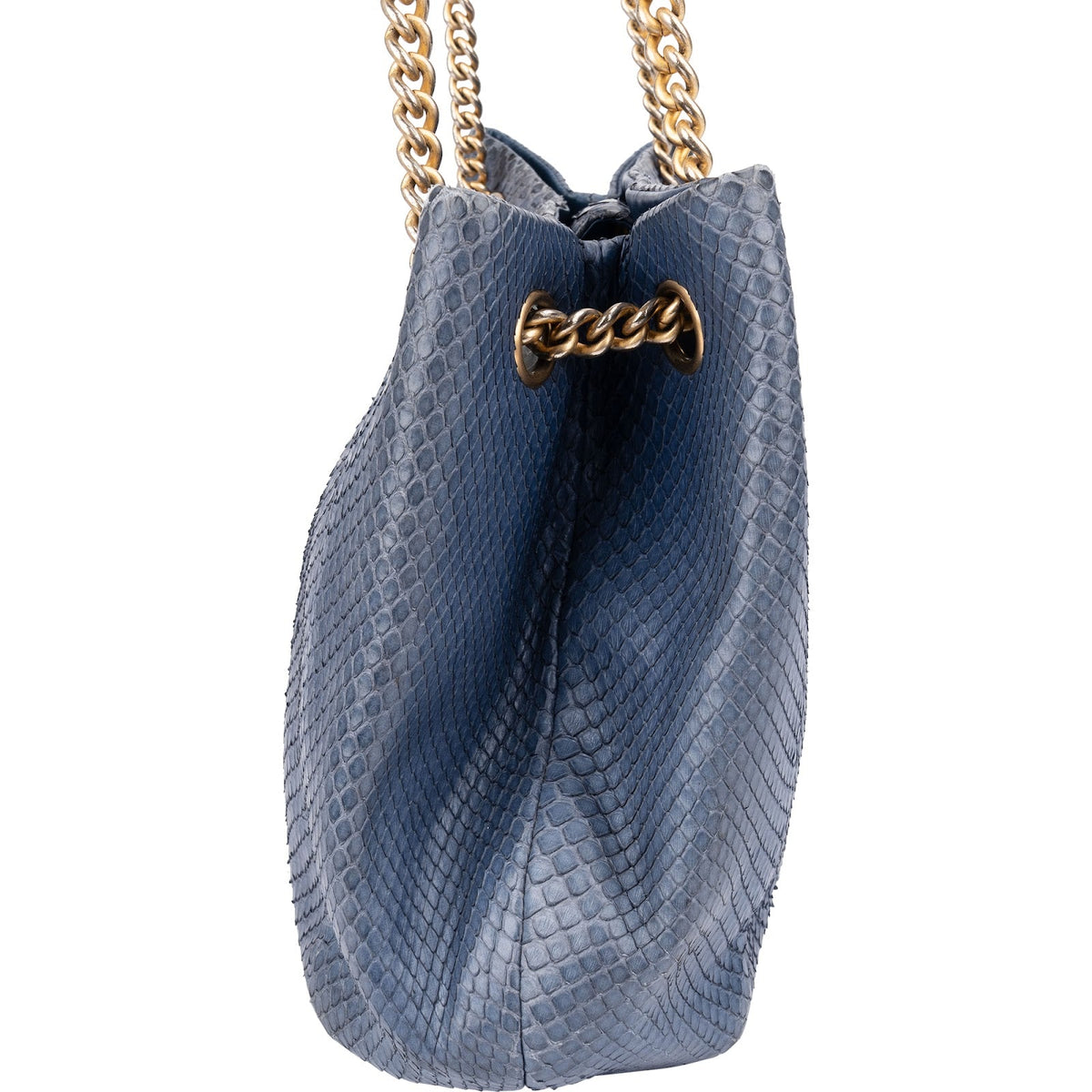Chanel CC Shopping Tote aus blauem Pythonleder – Detailansicht 5