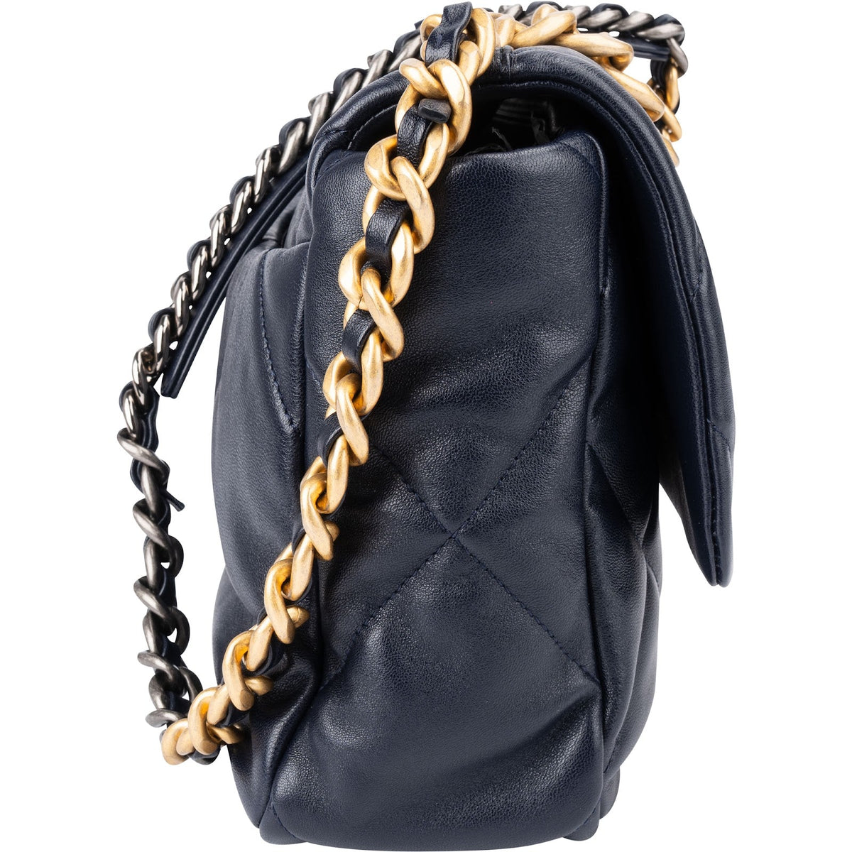 Grand sac bandoulière Chanel 19 en cuir d'agneau matelassé