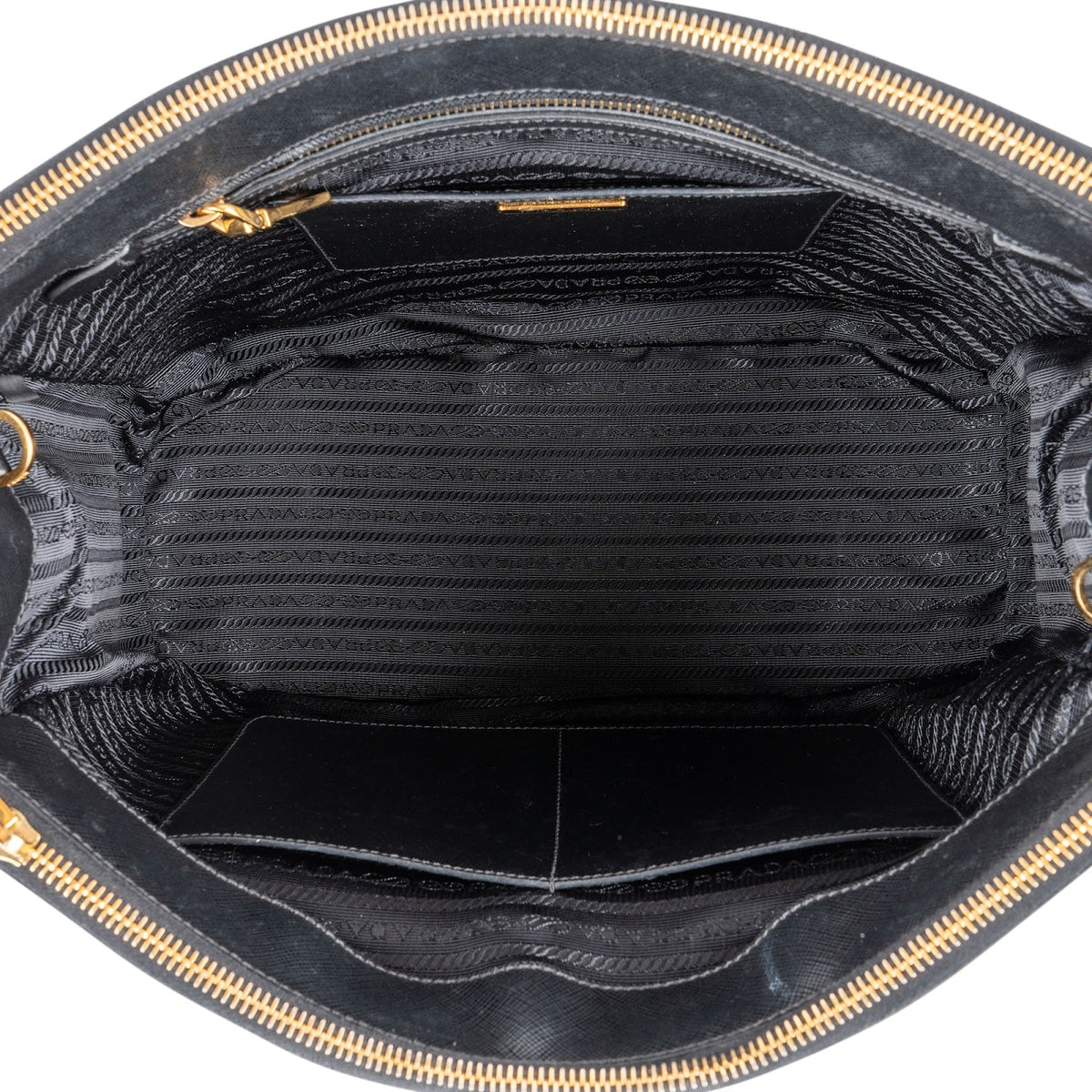 Prada zwarte Saffiano Metal lederen Large Galleria crossbody tas