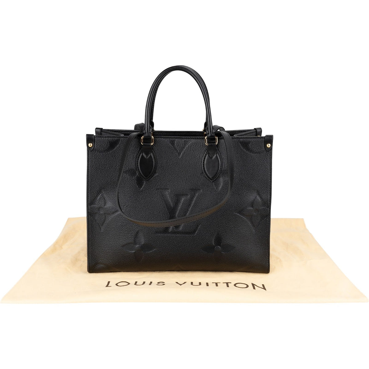 Sac porté épaule Louis Vuitton OnTheGo MM en cuir Monogram Empreinte noir