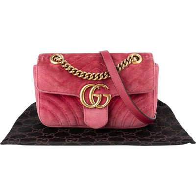 Gucci Small GG Marmont Matelassé Velvet Crossbody Bag