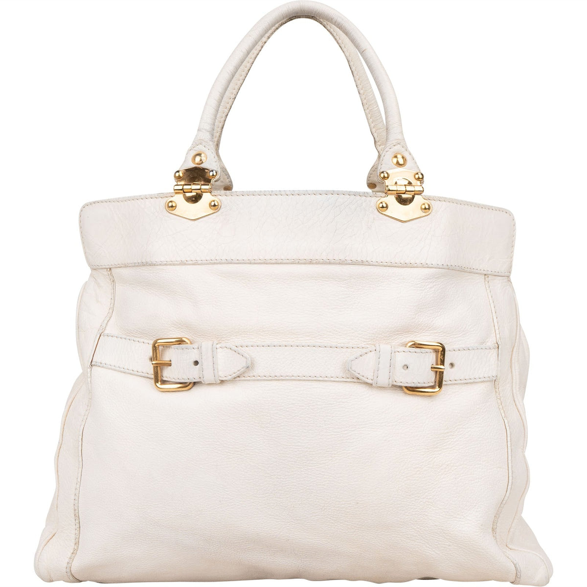 Miu Miu Satchel aus weißem Vitello-Daino-Leder – Ansicht 4