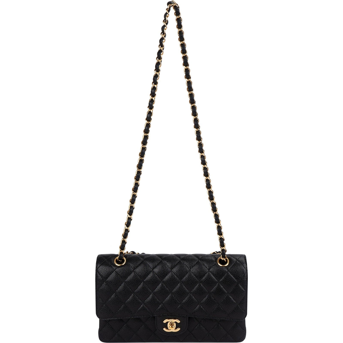 Bolso de hombro Chanel Medium Double Flap en piel caviar acolchada