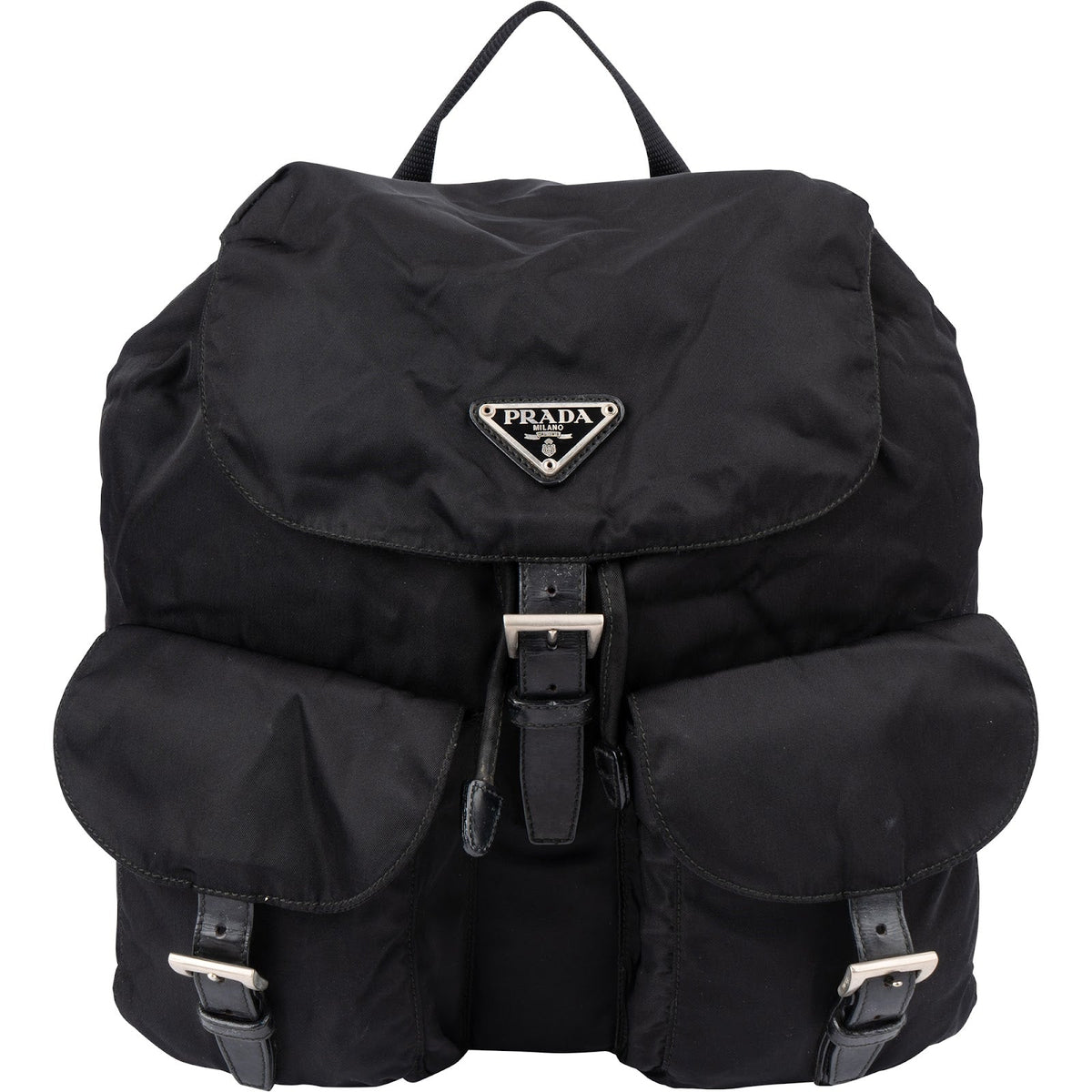 Prada Schwarz Nylon Triangle – Vorderansicht