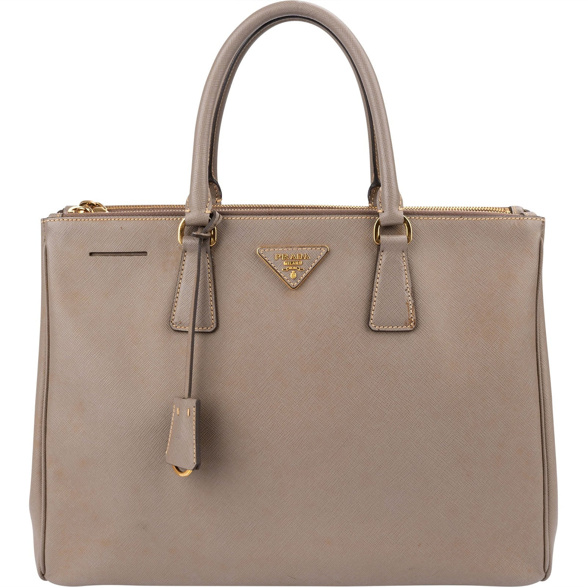 Bolso de mano Prada Galleria en piel Saffiano gris