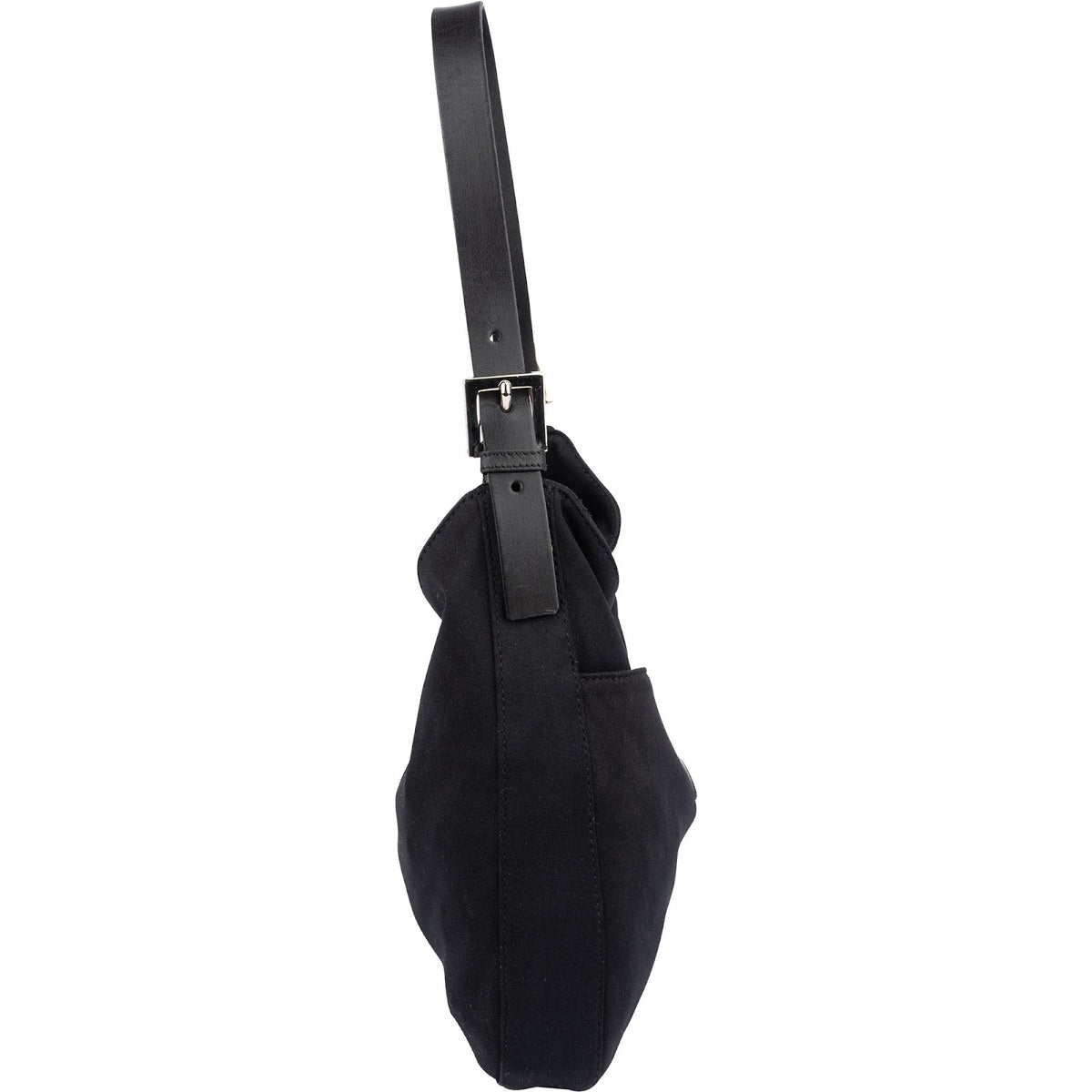 Fendi Schwarz Baumwolle Baguette Buckle Schultertasche, Bild 4 von 11