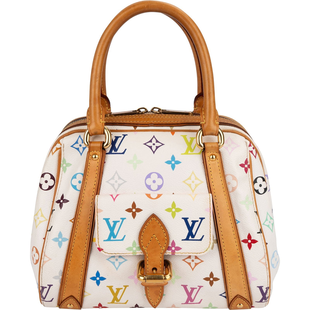 Louis Vuitton Monogram Multicolor Priscilla aus Monogram Multicolore Canvas und Vachetta-Leder – Vorderansicht