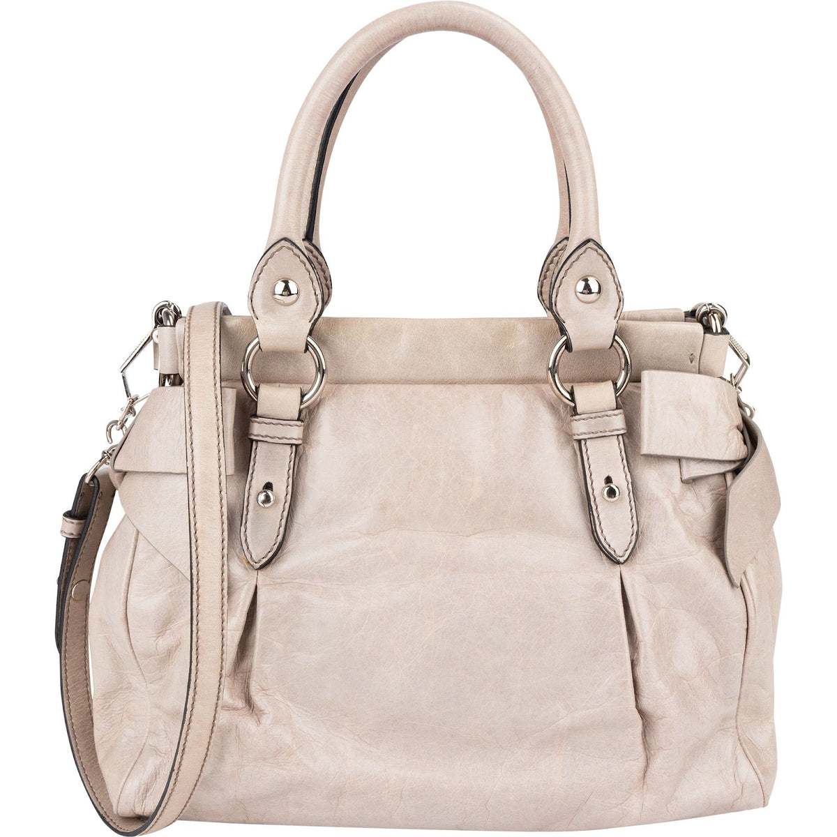 Miu Miu Vitello Lux lederen kleine hobo-handtas met strik