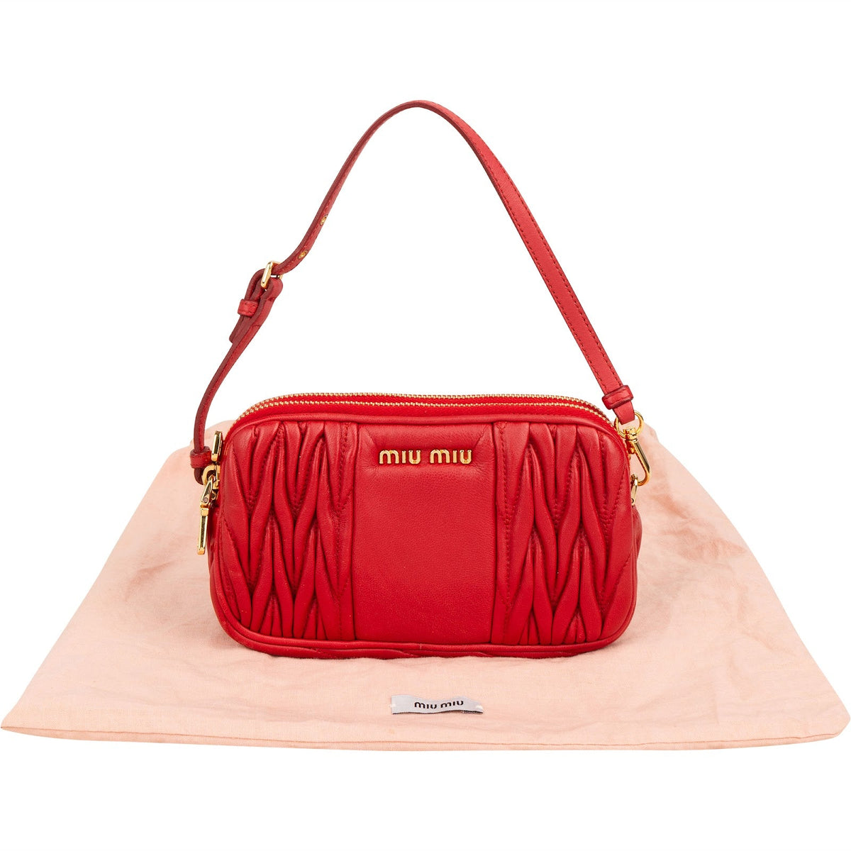 Sac à main Miu Miu Double-Zip Mini Camera en cuir nappa matelassé