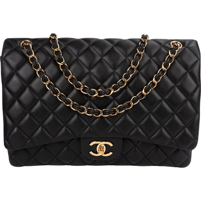 Chanel Quilted Lambskin Maxi Double Flap Crossbody Bag