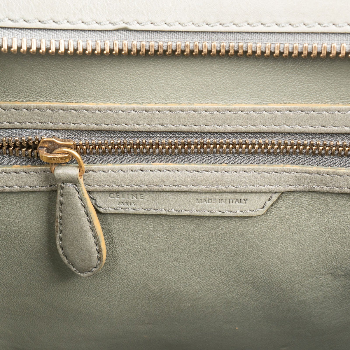 Sac à main Céline Large Luggage en cuir lisse vert