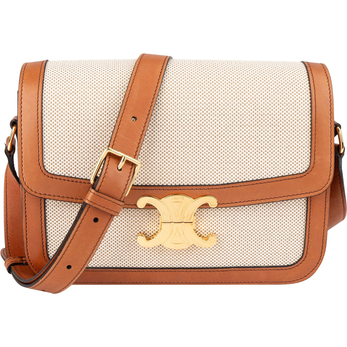 Celine Teen Triomphe Crossbody Bag in Canvas & Calfskin