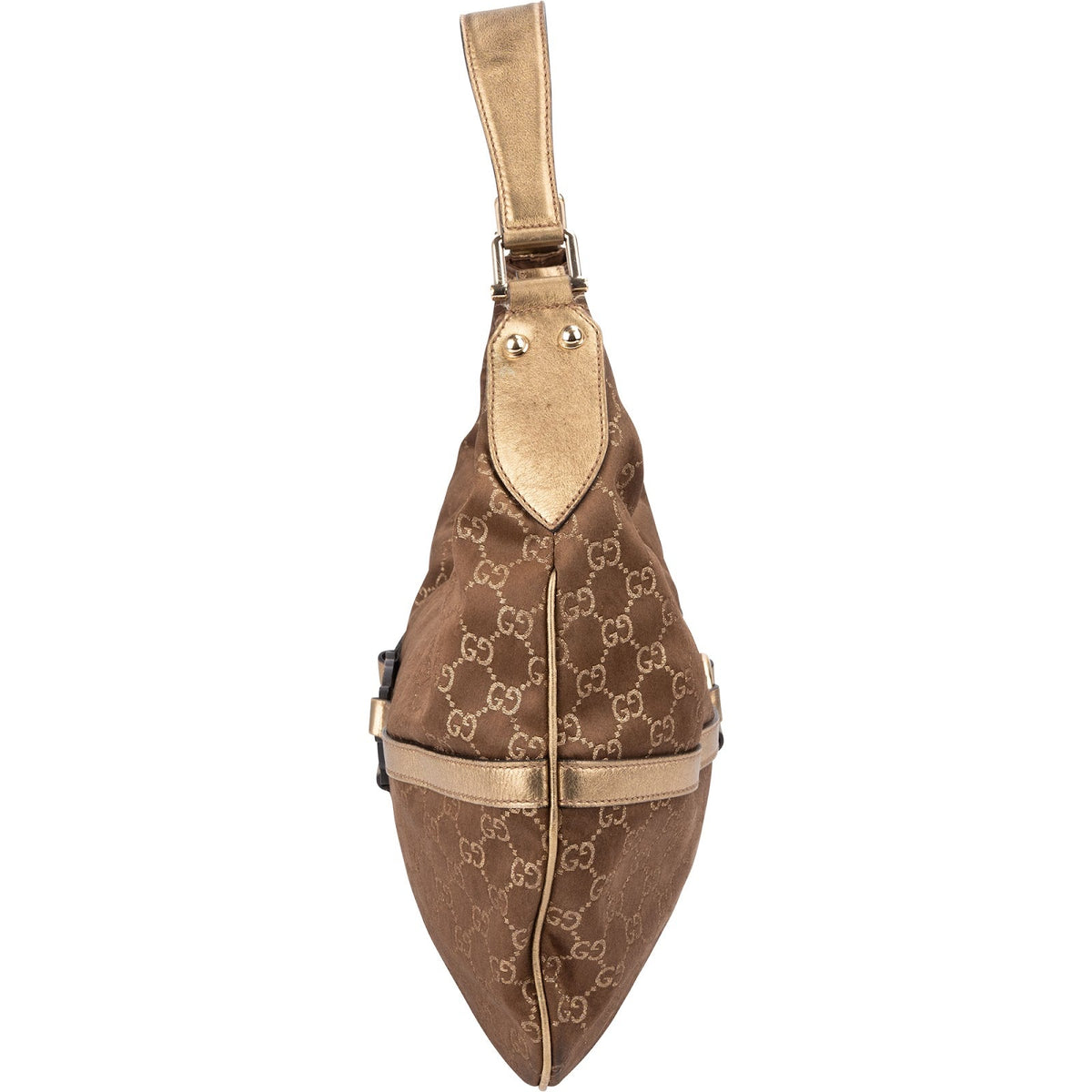Borsa a spalla Gucci Britt Interlocking G Hobo in tela Monogram GG oro
