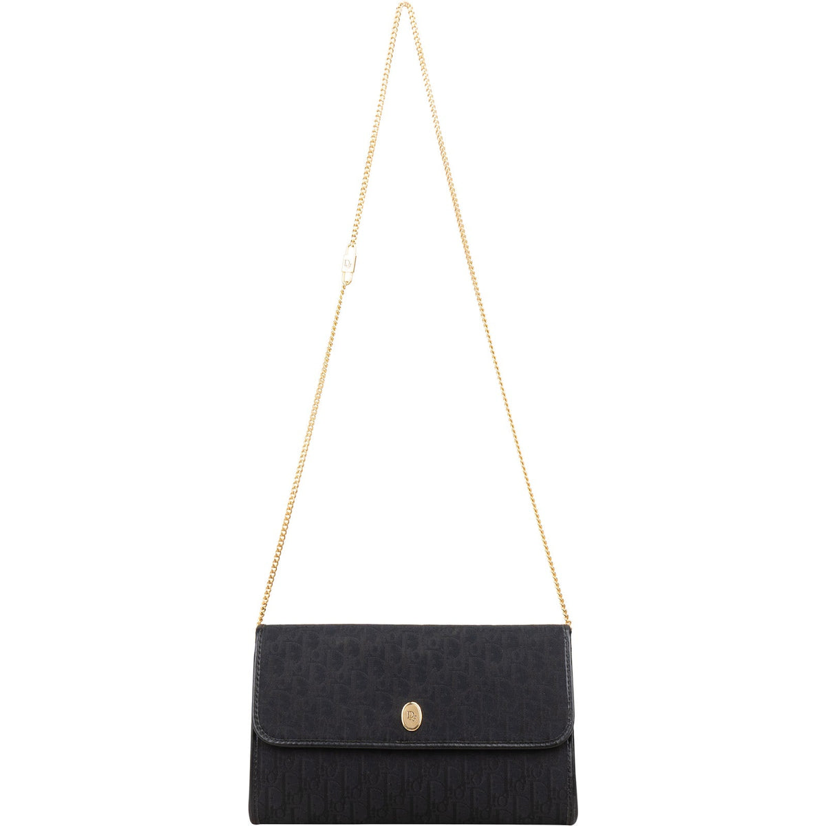 Borsa a tracolla vintage Christian Dior in tela con monogramma Oblique e catena
